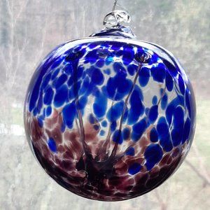 Hanging Glass Ball 4" Diameter Blue and Purple Witch Ball (1) GB13